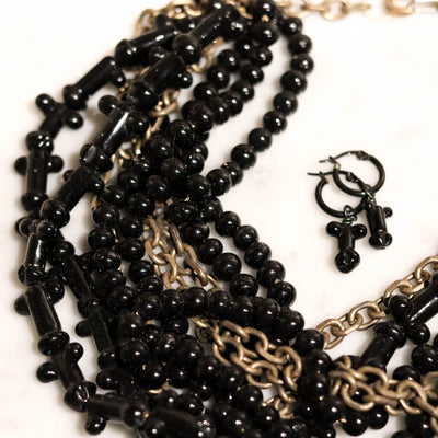 Black Weeeners Dangle Earrings