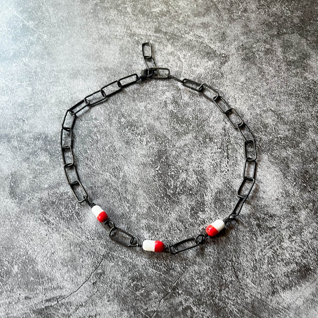 Red and White Pill Collier