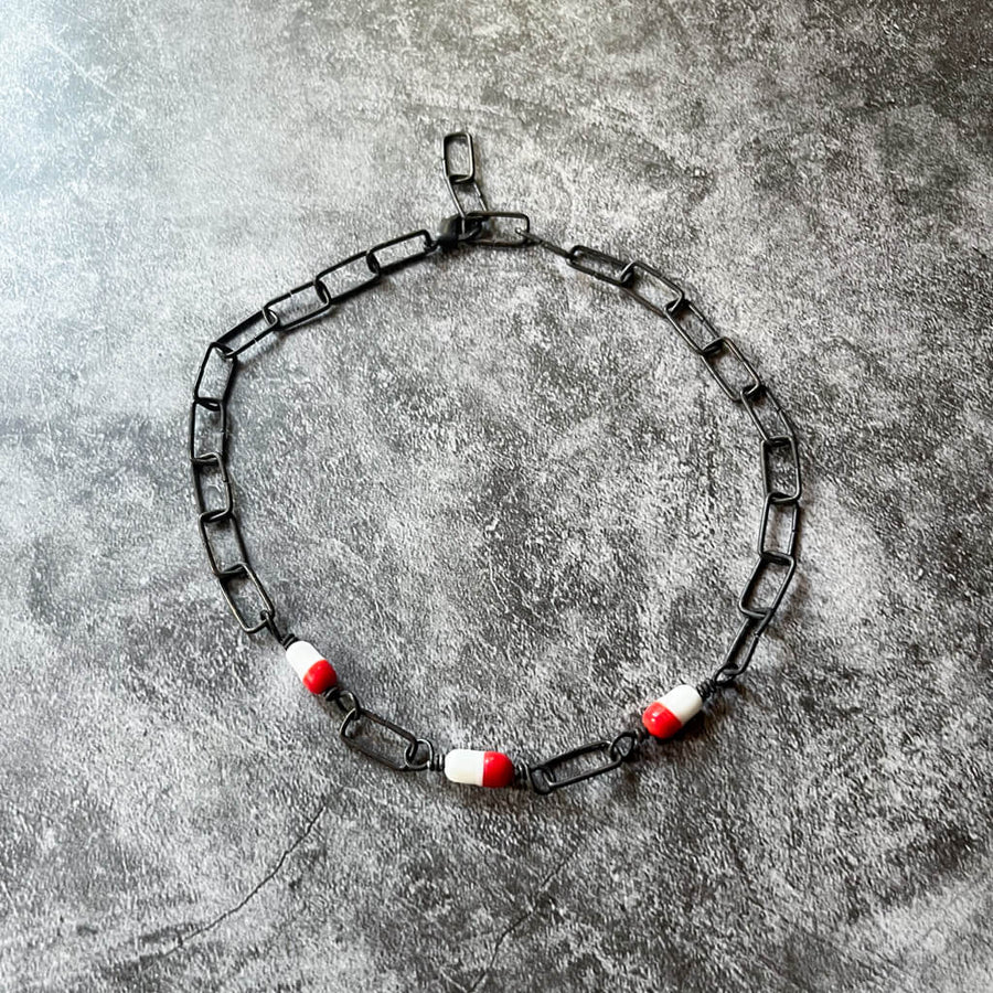 Red and White Pill Collier