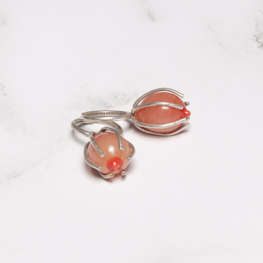 Caged Boobie Ring Silver